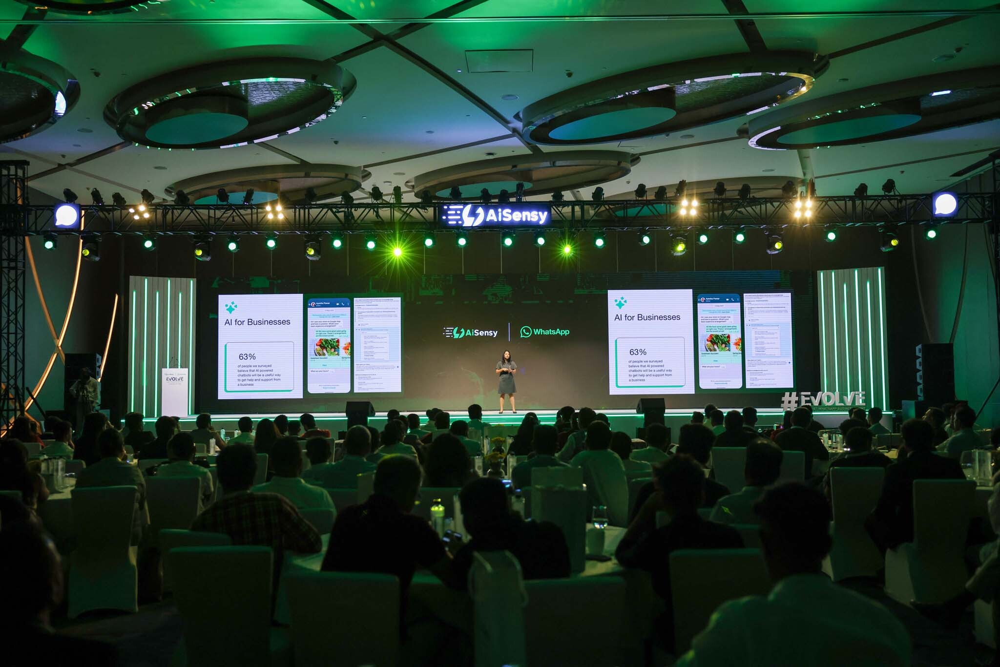 EVOLVE main stage presentation with AI for Businesses content